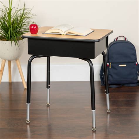 flash furniture student desk with open front metal book box|Flash Furniture Goddard Student Desks with Open .